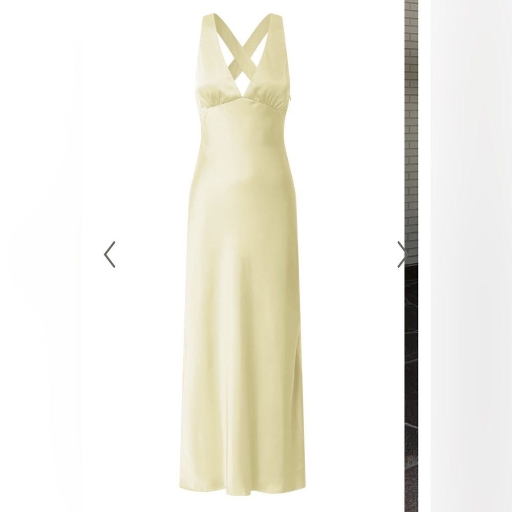 Showpo Khalani Elegant Butter Yellow Satin Midi Maxi Dress - Picture 5 of 6
